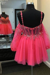 Hot Pink Sequins Sweetheart A-Line Homecoming Dress