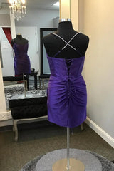 Regency Sheath Mini Satin Homecoming Dress with Spaghetti Straps