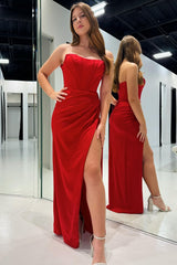 Red Off-the-Shoulder Wrap Long Prom Dress