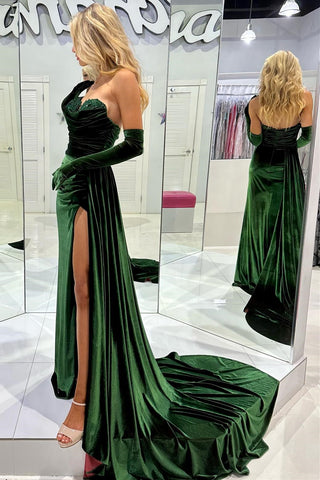 Emerald Sweetheart Long Prom Dress with Attached Train