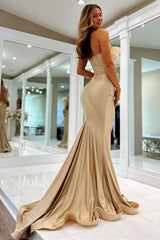 Champagne Strapless Trumpet Long Formal Dress with Feathers