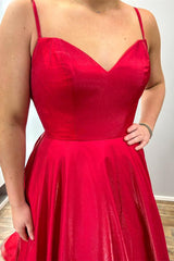 Red Sweetheart Open Back Ruffle Long Gown