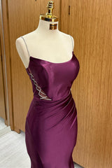 Plum Scoop Neck Lace-Up Mermaid Long Formal Dress