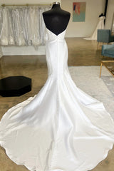 White Surplice Trumpet Long Wedding Gown