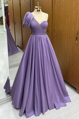 Asymmetrical Banded Waist A-Line Prom Gown