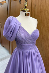 Asymmetrical Banded Waist A-Line Prom Gown