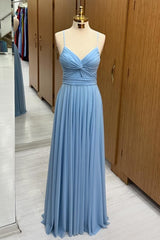 Light Blue Twisted Knot Maxi Dress with Spaghetti Straps