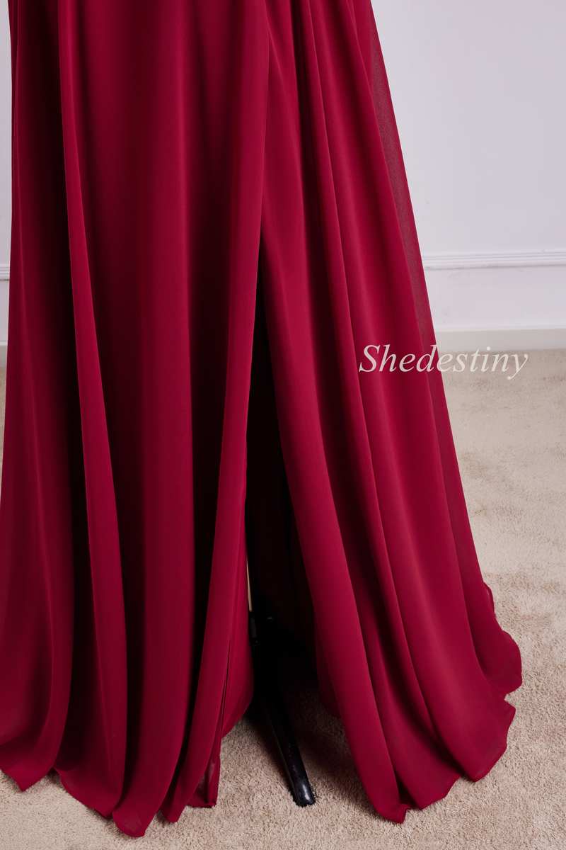 Red Plunge V Flutter Sleeve Backless Maxi Dress