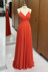 Surplice Lace-Up Chiffon Bridesmaid Dress in orange