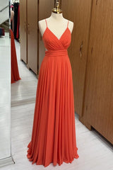 Surplice Lace-Up Chiffon Bridesmaid Dress in orange