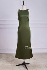 Olive Green Sleeveless Keyhole Midi Dress