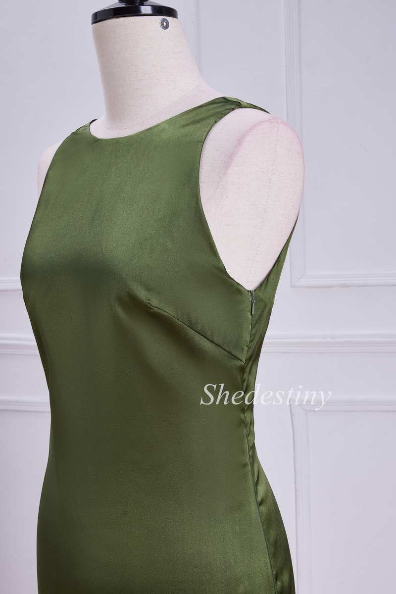 Olive Green Sleeveless Keyhole Midi Dress