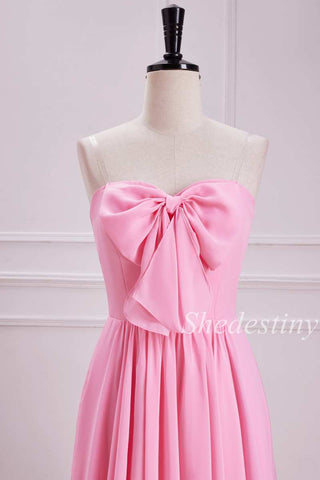 Pink Oversized Bow Chiffon Maxi Dress