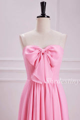 Pink Oversized Bow Chiffon Maxi Dress