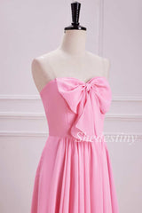 Pink Oversized Bow Chiffon Maxi Dress