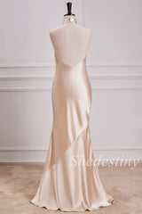 Champagne Halter Mermaid Maxi Dress