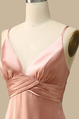 top of Warm Blush V-Neck Draped Gown with Slit