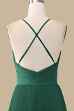 Back of Emerald Cross-Back Tiered Maxi Dress