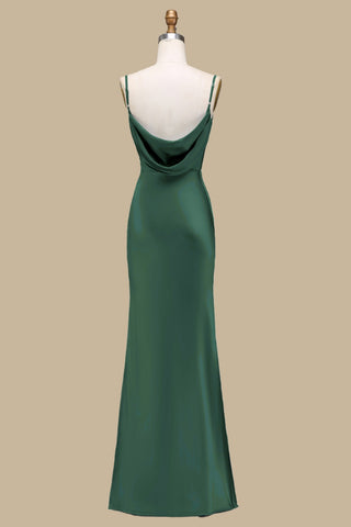 Cowl Neck Spaghetti Strap Maxi Dress in Emerald