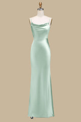 Cowl Neck Spaghetti Strap Maxi Dress in mint green