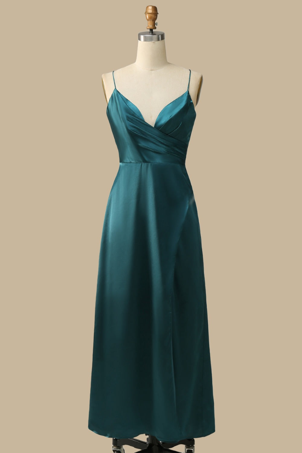 Turquoise Surplice Cross-Back Midi Dress