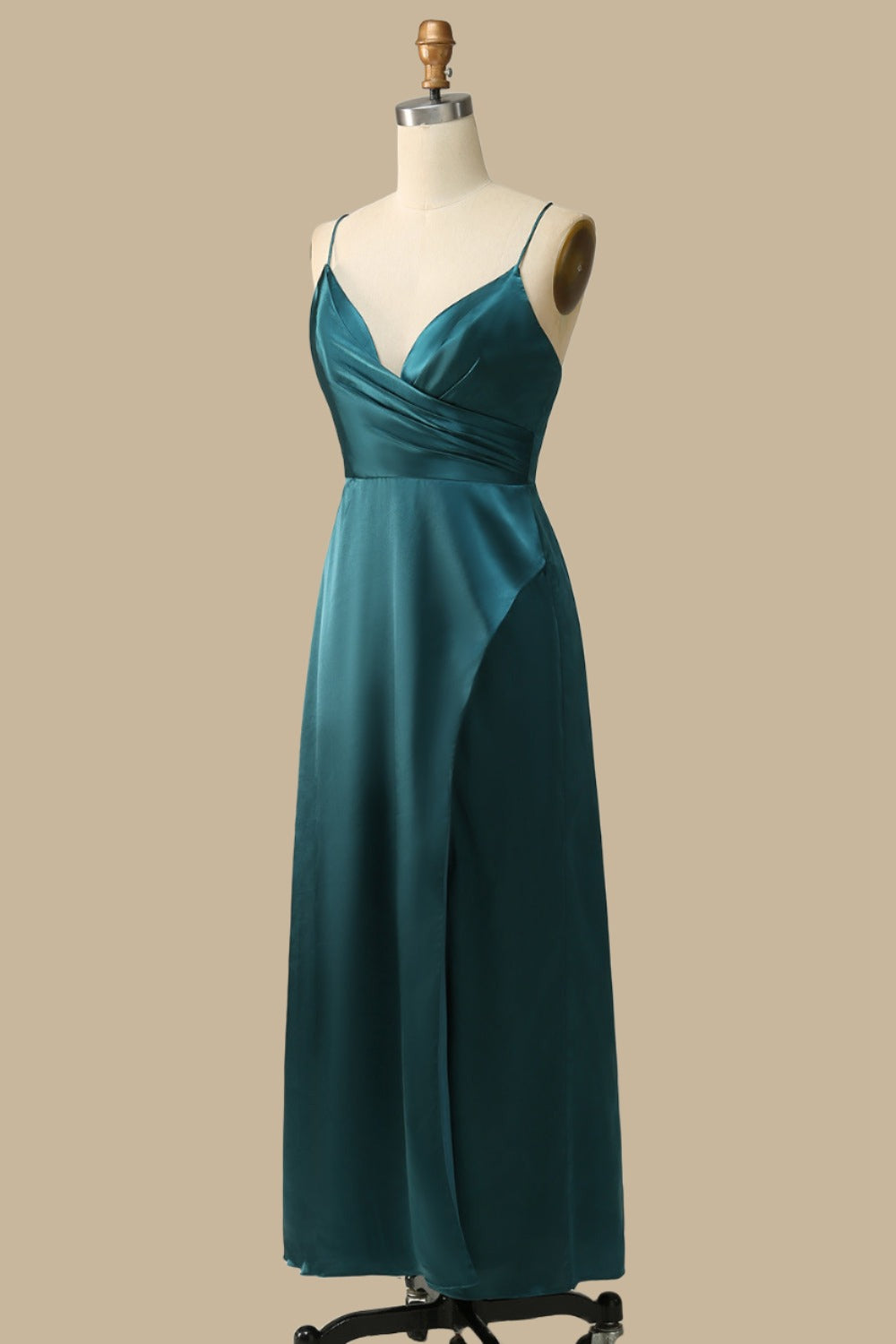 Turquoise Surplice Cross-Back Midi Dress