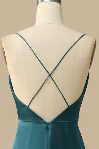 Turquoise Surplice Cross-Back Midi Dress