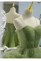  Tulle Sweetheart Overlay A-Line Dusty Sage Long Prom Dress