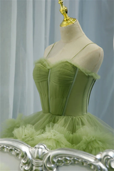  Overlay Tulle Sweetheart A-Line Dusty Sage Long Prom Dress