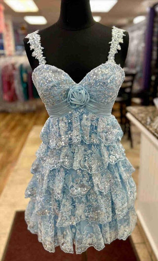 Sequins Sweetheart Lace Short Homecoming Dress with Straps