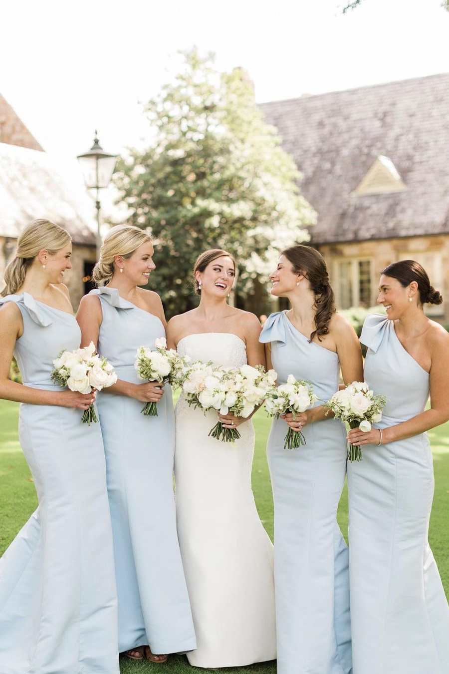 Blue One Shoulder Sheath Long Bridesmaid Dress