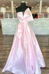 Strapless Prom Dress Asymmetrical Oversized Bow Lady Pageant Gown Formal