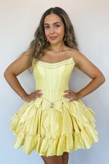 Strapless A-Line Homecoming Dress with Gorgeous Bows