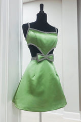 A-Line Side Cutout Homecoming Dress with Rhinestone