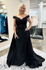 Appliques Sequins Off-Shoulder A-Line Long Mother of the Bride Dress 