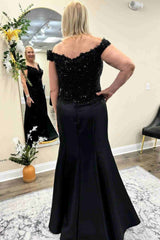 Sequins Off-Shoulder Trumpet Mother of the Bride Dress