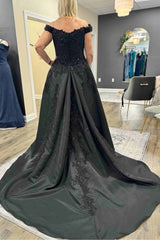 Appliques Off-Shoulder A-Line Long Mother of the Bride Dress Sequins 