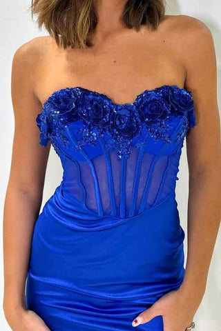 Royal Blue Sequin Petals Sweetheart Bodycon Homecoming Dress