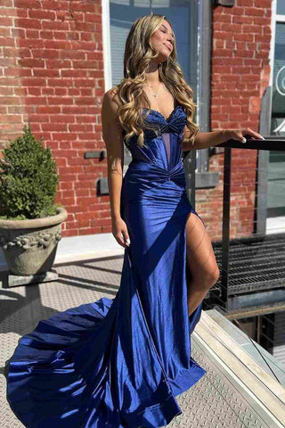 Beaded Keyhole Mermaid Long Prom Dress with Slit