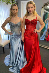 Luxurious Mermaid Beading Applique Sweetheart Long Prom Dress