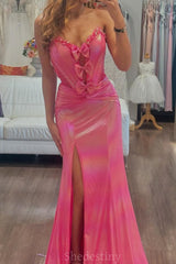 Stylish Blushing Pink Sweetheart Mermaid Pleated Prom Dress with Bowknot
