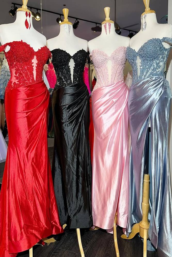 Off the Shoudler Mermaid Pink Prom Dress with Keyhole