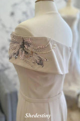 Sequin Champagne One Shoulder Sheath Mother of the Bride Dress with Applique
