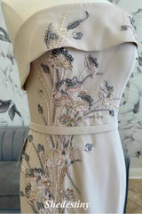 Champagne One Shoulder Sheath Mother of the Bride Dress with Applique
