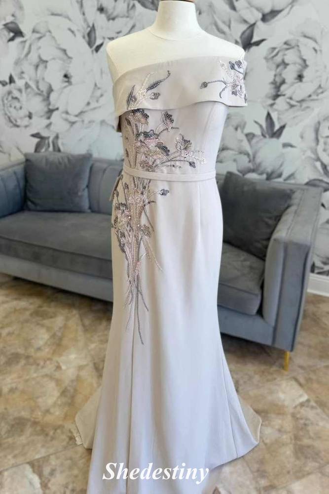 Champagne One Shoulder Sheath Mother of the Bride Dress with Applique