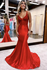 Sparkly Navy V-Neck Beaded Long Mermaid Prom Dress