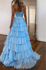 Exquisite Strapless Sweetheart A-Line Ruffles Dresses with Slit