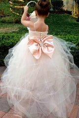 Lace Flower Girl Dress Baby Kids Summer Princess Big Bow 