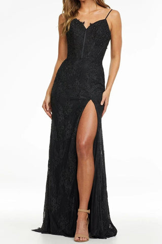 Custom Order (Black Rhinestone V-Neck Mermaid Prom Dress with Slit)