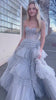 Red Tulle Sweetheart Tiered Long Prom Dress with Ruffles